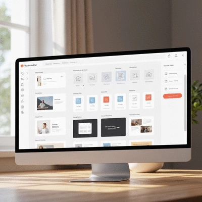 User interface of a website builder with drag-and-drop elements and a clean design