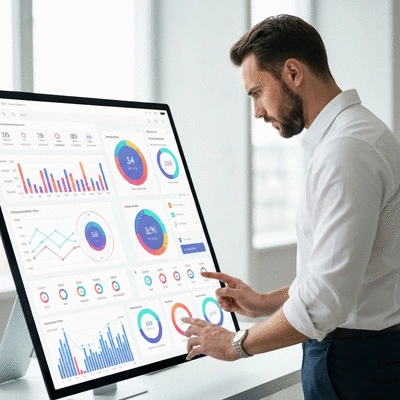Person analyzing audience engagement data on a dashboard