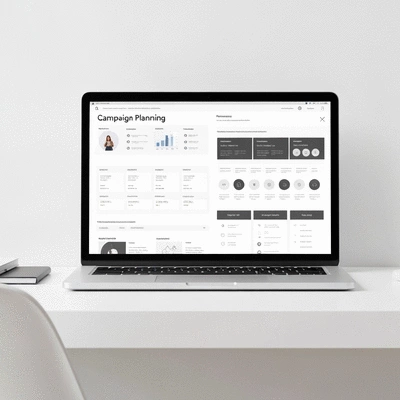 Downloadable campaign planning template on a laptop screen